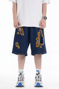 Flame Burnout Distressed Denim Shorts – Bold, Streetwear-Inspired Design