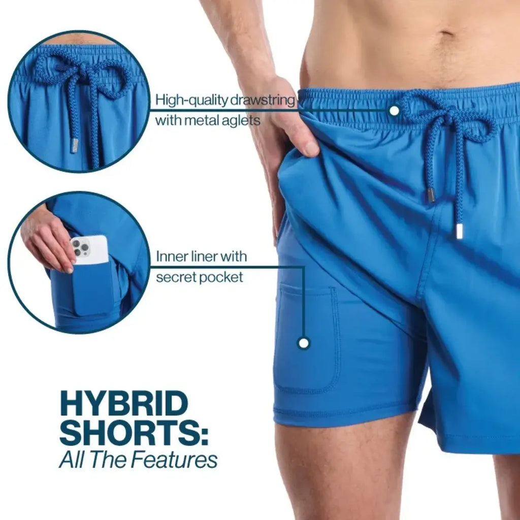 Men’s Premium Compression-Lined Hybrid Shorts – Black Onyx