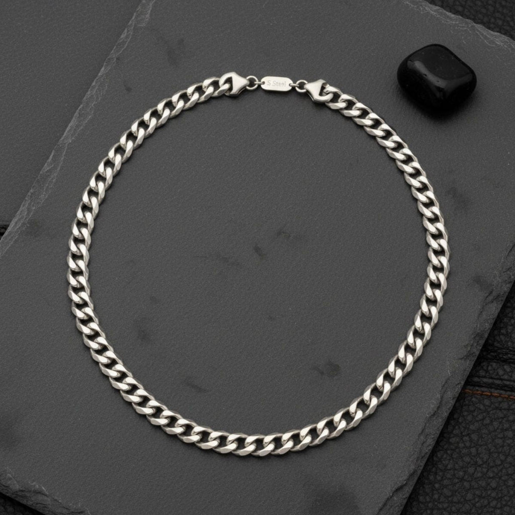 Men’s Silver Stainless Steel 10mm Curb Chain Necklace 20in Trendy Jewelry